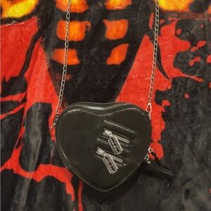 Heart shaped purse with razor blade charms #goth #punk #alternative